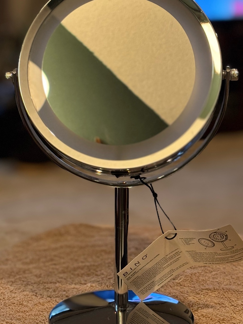 BINO Lighted Double-Sided Vanity Mirror in Chrome